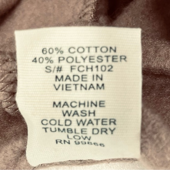 Mocha solid cropped fleece pullover Hoodie sweatshirt - Picture 2 of 2